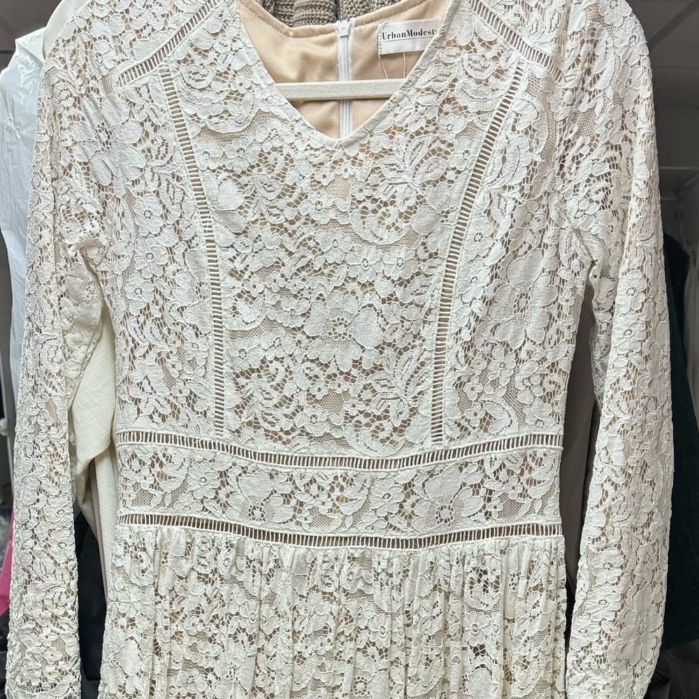 Urban Modesty Cream Lace Dress